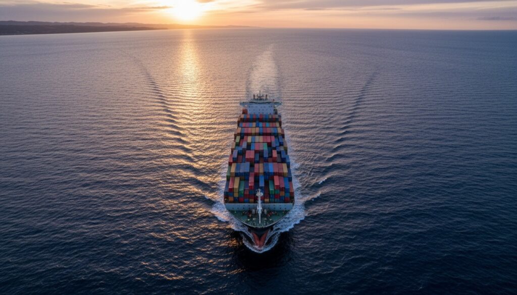 container truck in ship port for